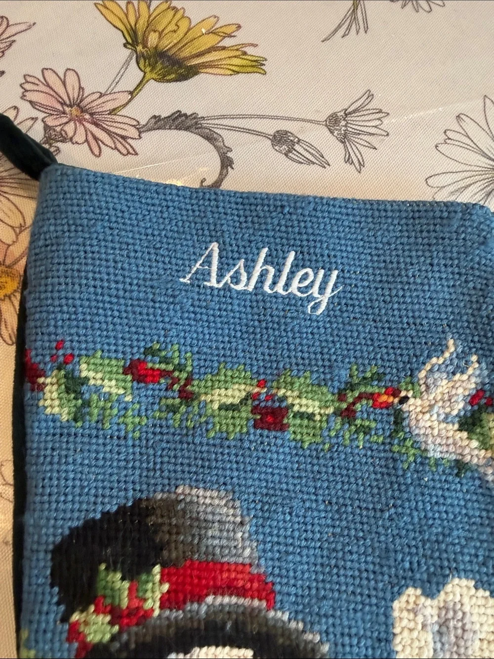 Personalized Ashley Blue Snowman Christmas Stocking Lands End